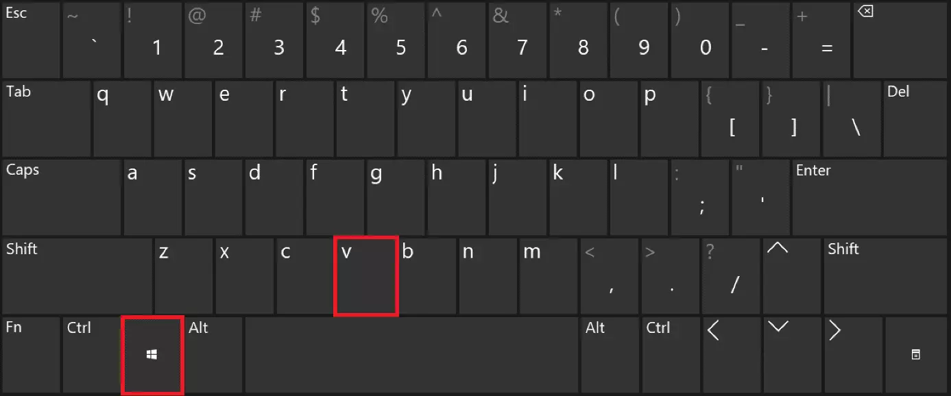 Image: Clavier : raccourci « Touche Windows + V »