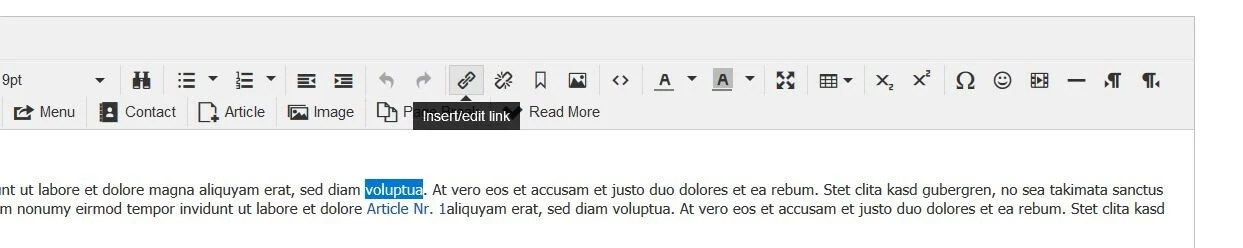 Image: Joomla : Option « Insérer/Modifier un lien »