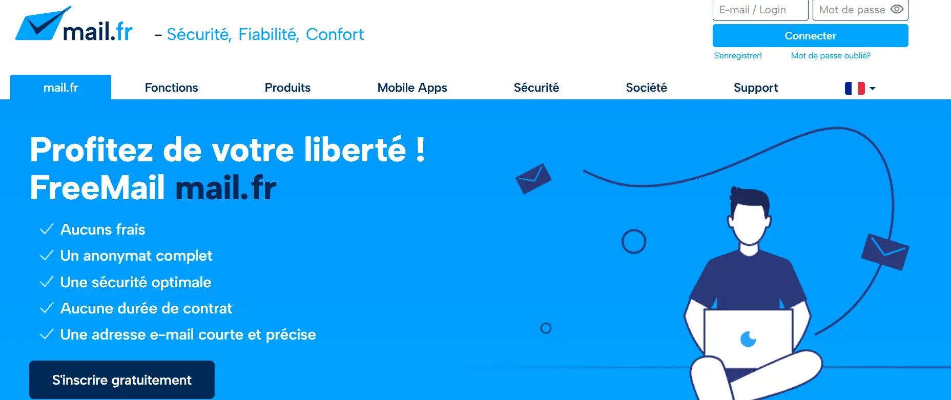 Image: Capture d’écran de la page d’accueil de mail.fr