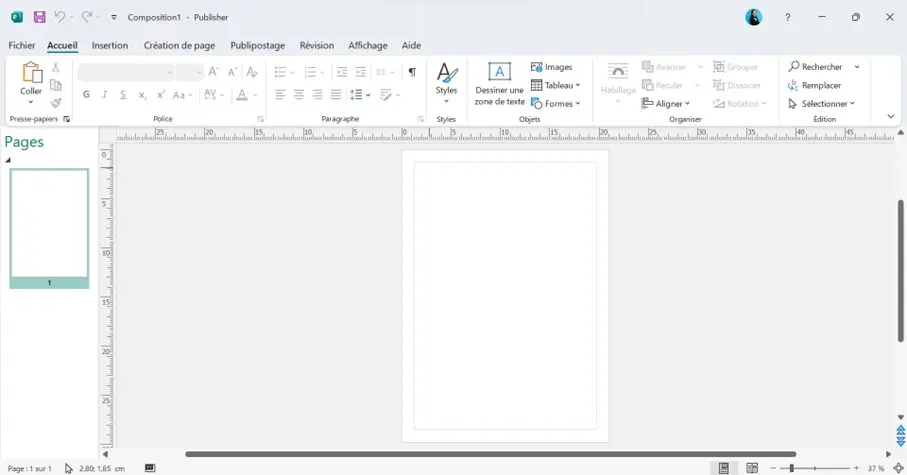 Image: Capture d’écran de Microsoft Publisher
