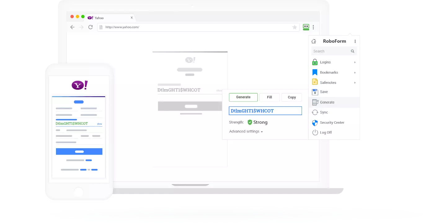 Image: Interface utilisateur de RoboForm sur macOS et iOS