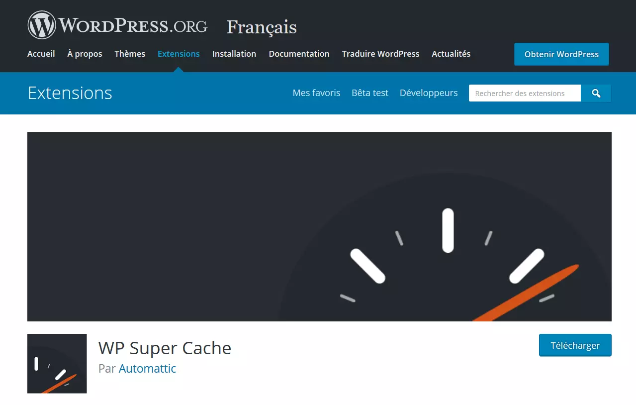 Le plugin de cache pour WordPress WP Super Cache sur WordPress.org