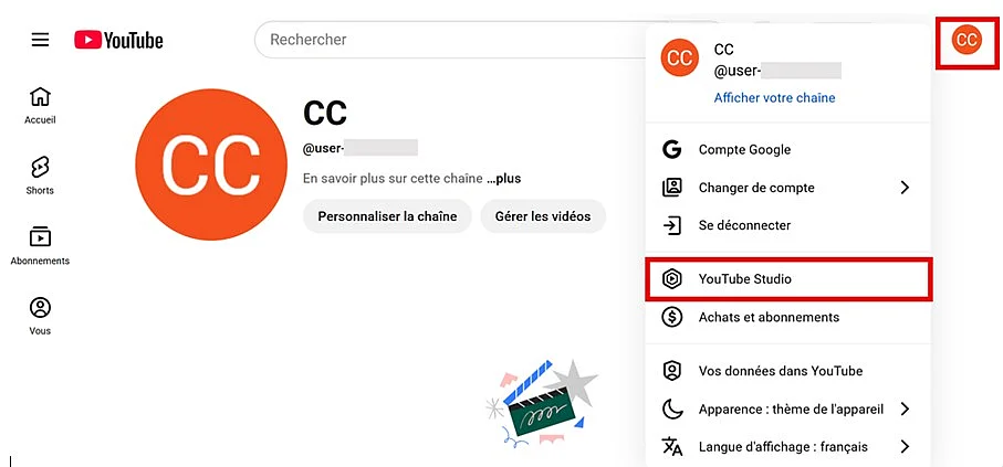 Accéder au YouTube Studio Image: Accéder au YouTube Studio