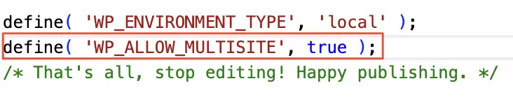 Fichier wp-config.php avec la ligne de code ajoutée Image: Fichier wp-config.php avec la ligne de code ajoutée