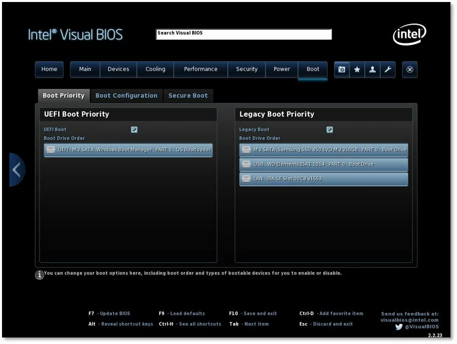 Image: Intel Visual BIOS : Boot Priority