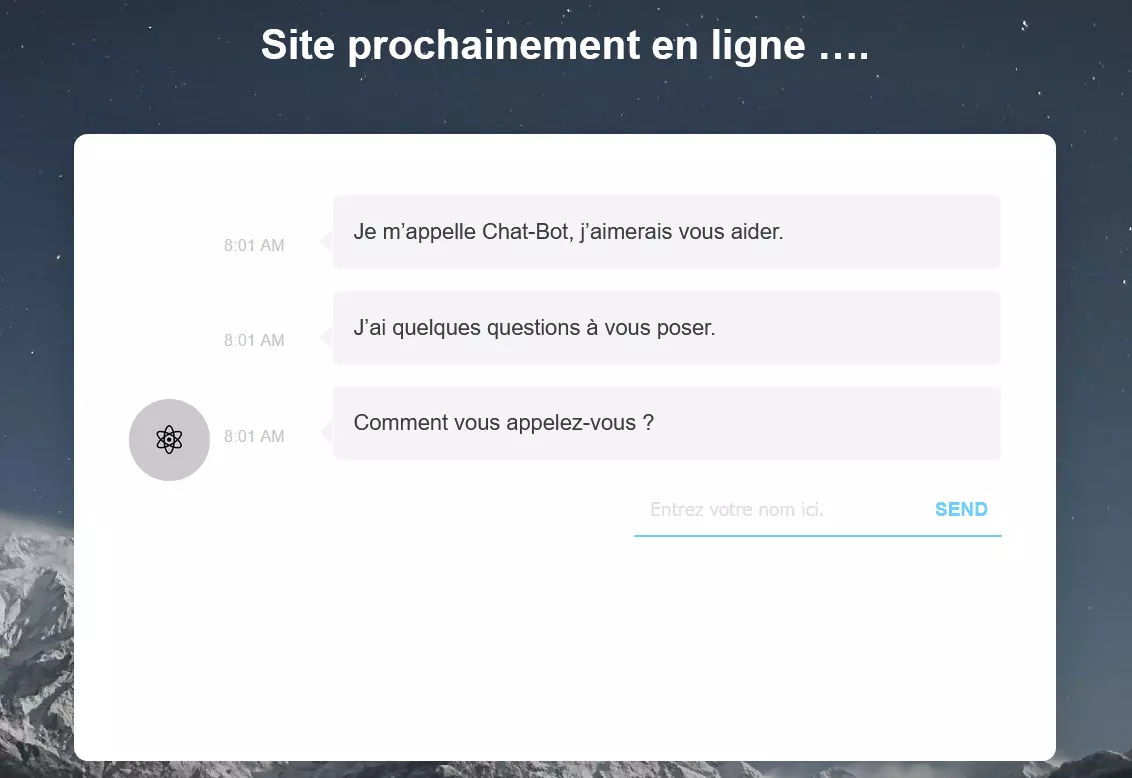 Image: Page Site en construction avec chatbot