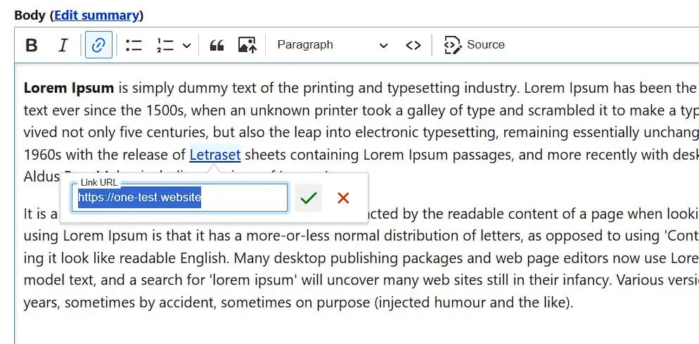 Image: Ins&eacute;rer un lien dans Drupal
