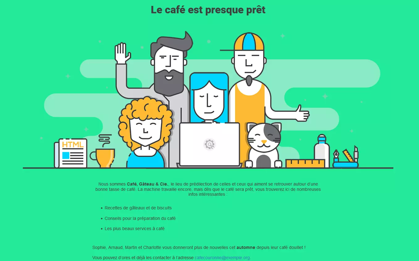 Image: Page Site en construction avec présentation de l’entreprise
