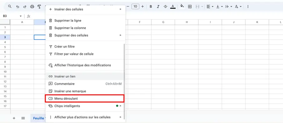 Google Sheets : menu déroulant Image: Google Sheets : menu déroulant