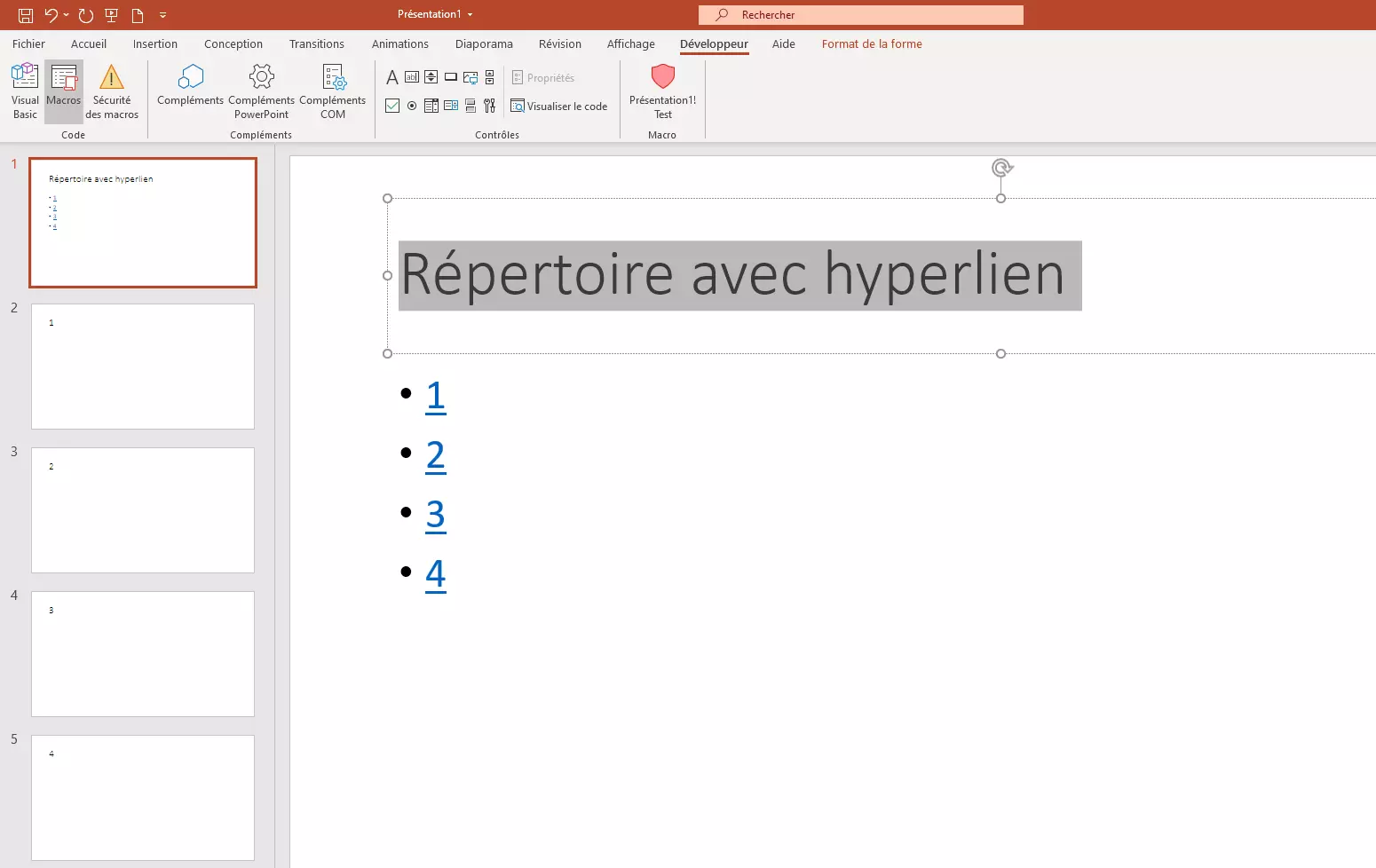 Image: PowerPoint 365 : diapositive à titre d’exemple avec table des matières