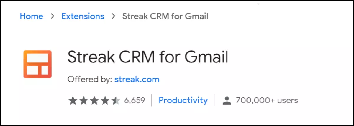 Image: Streak CRM offre des fonctionnalités Gmail intégrées pour la distribution, les emails aux clients, le suivi et le pipelining