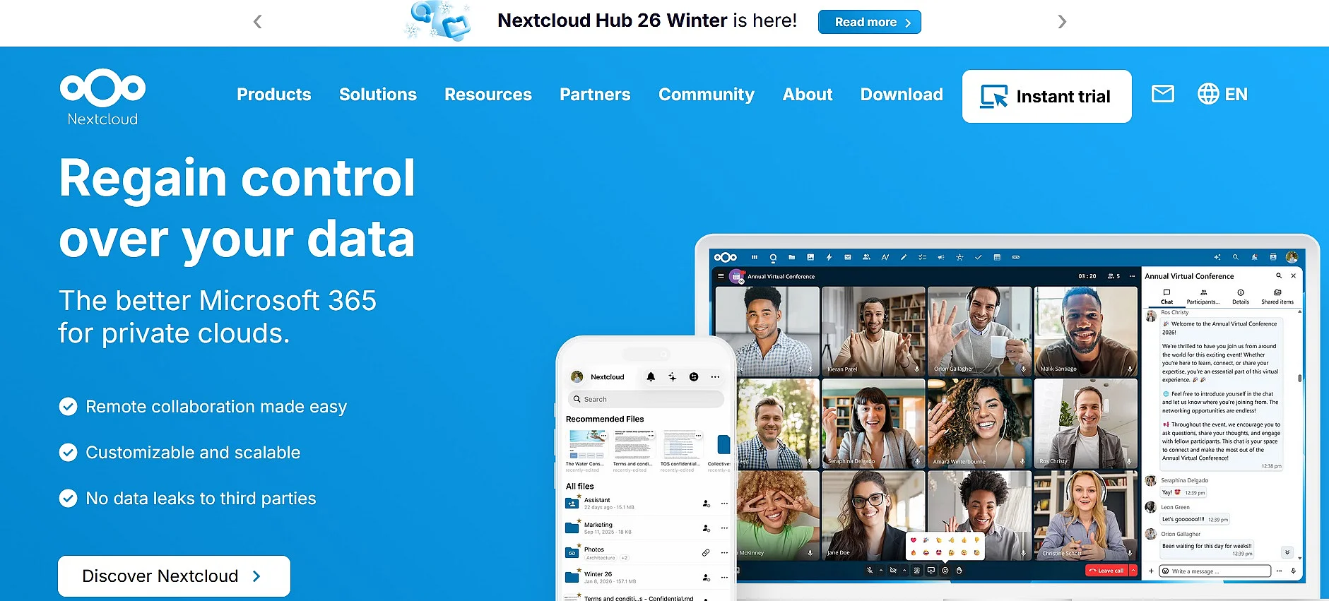 Image: Page d’accueil de Nextcloud
