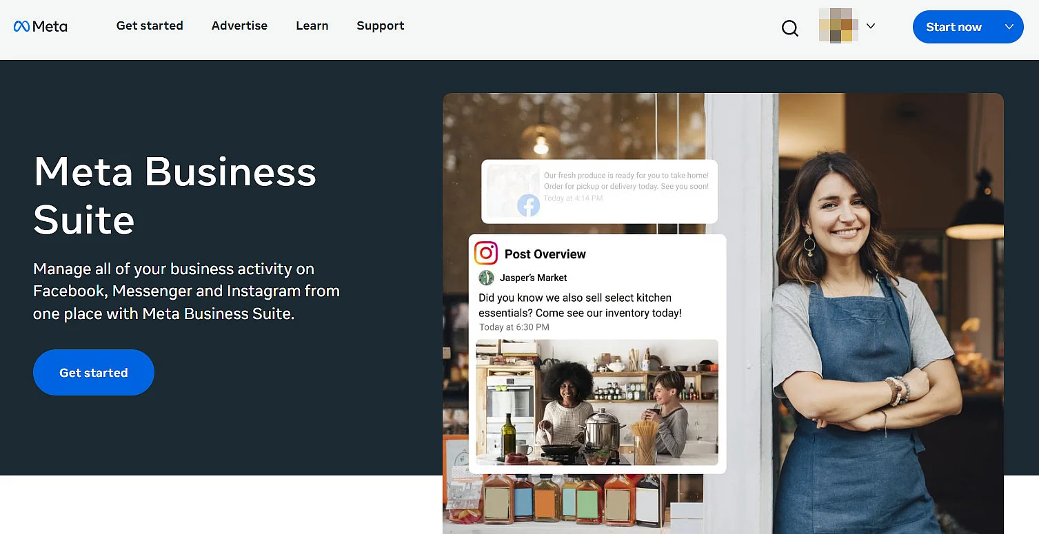 La page d’accueil de la Meta Business Suite Image: La page d’accueil de la Meta Business Suite