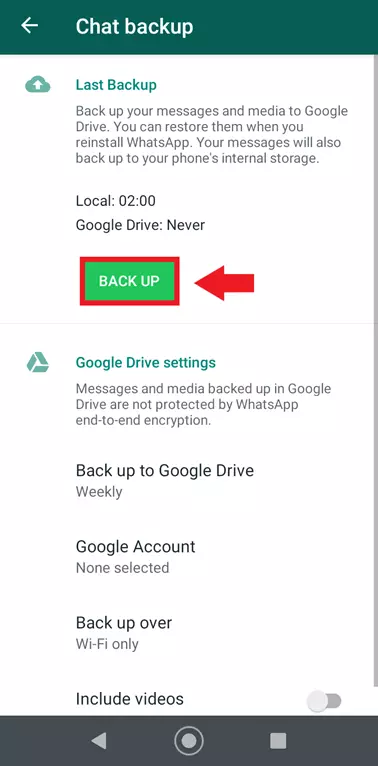 Image: Sauvegarde des conversations WhatsApp avec « Sauvegarder » pour tous les paramètres