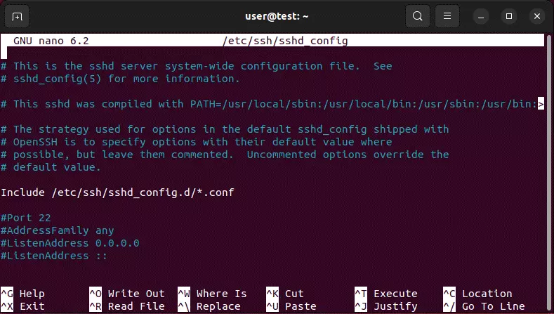 Image: Contenu du fichier de configuration sshd_config d’OpenSSH