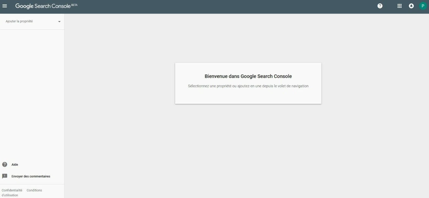 Image: La page d’’accueil de Google Search Console dans la phase BETA