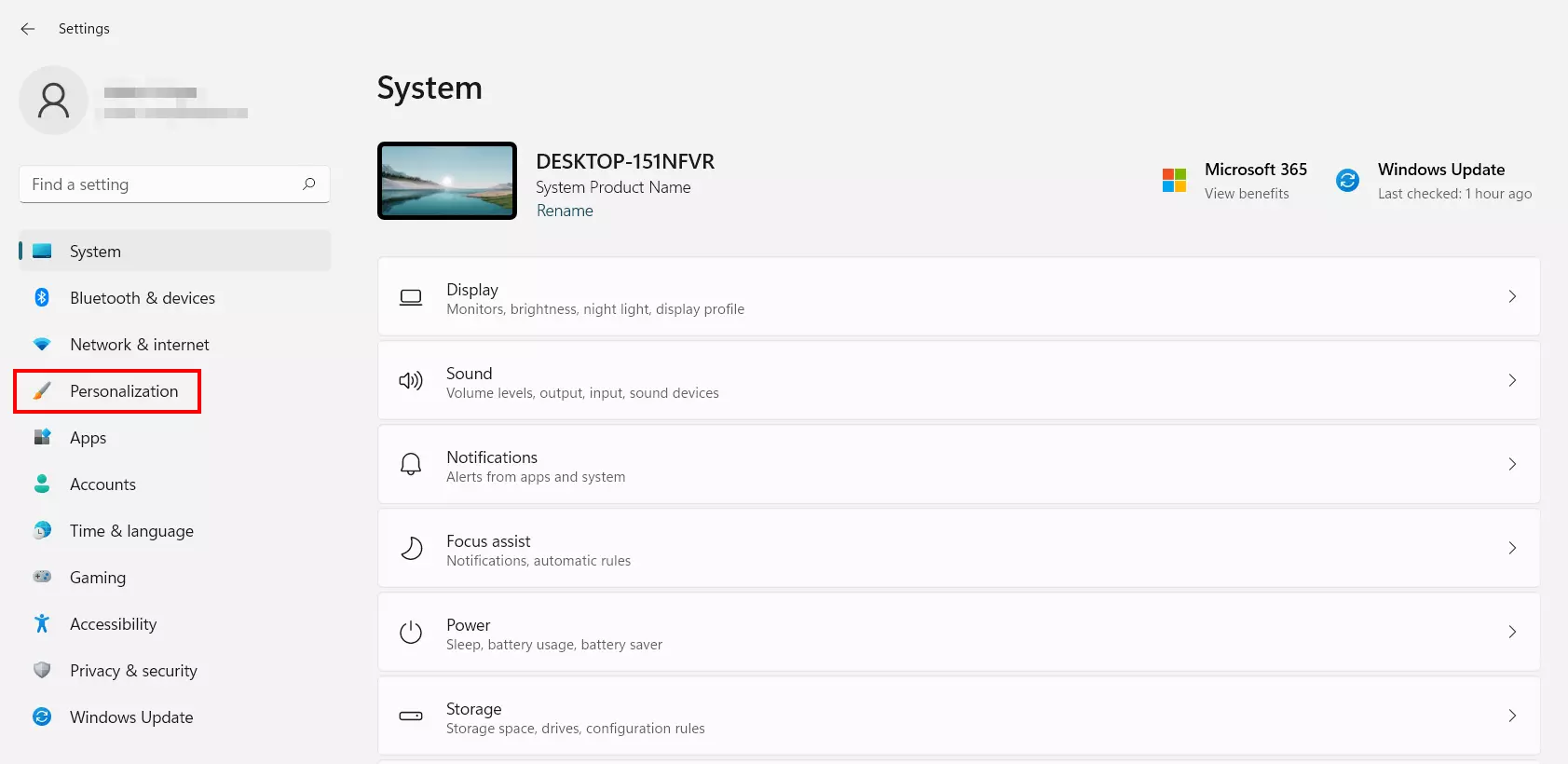 Image: Windows 11 : entrée « Personnalisation » dans les paramètres