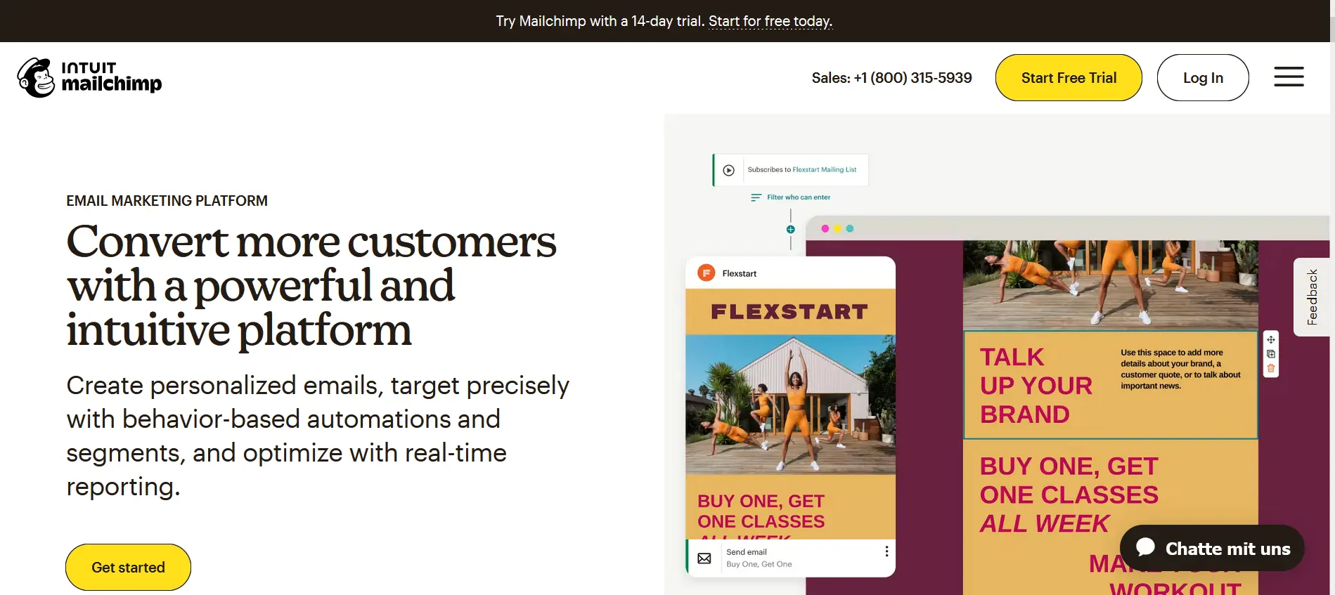 Image: Page d’accueil de MailChimp