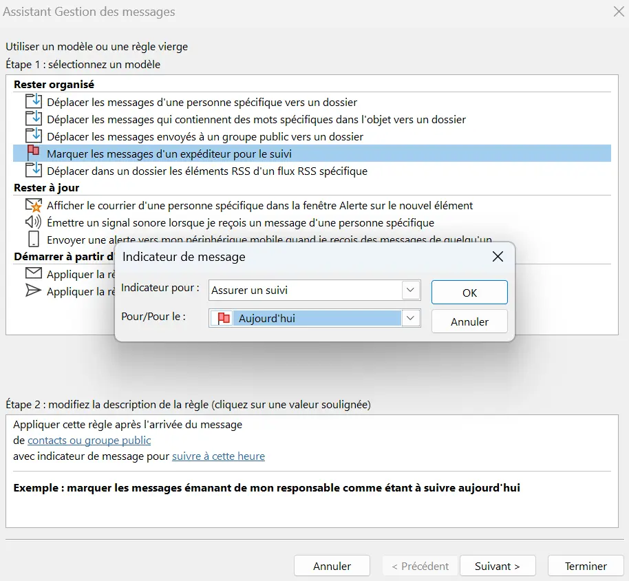 Image: Assistant de règles Outlook : marquer un message