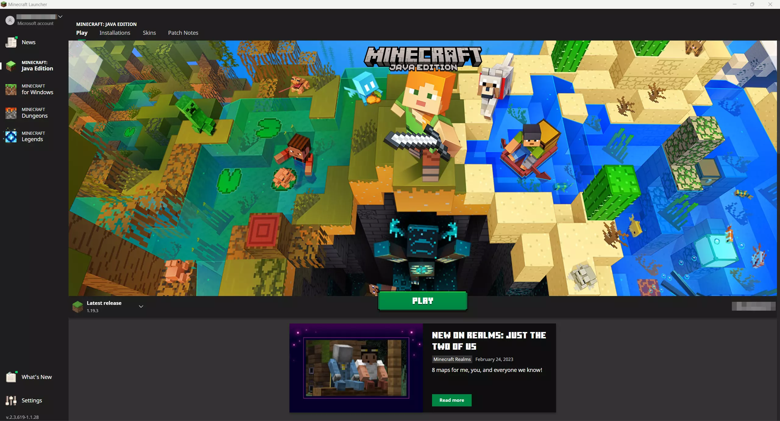Vue de Minecraft Launcher Vue de Minecraft Launcher