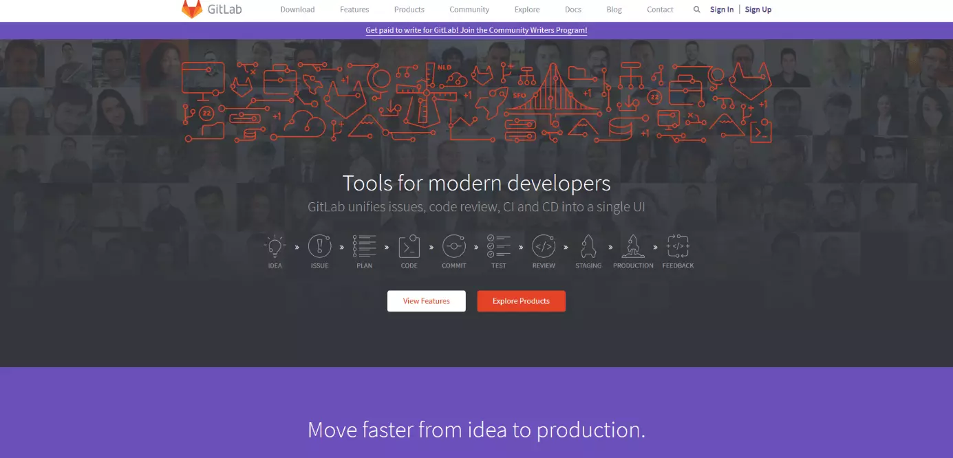 Image: Page d’accueil de GitLab