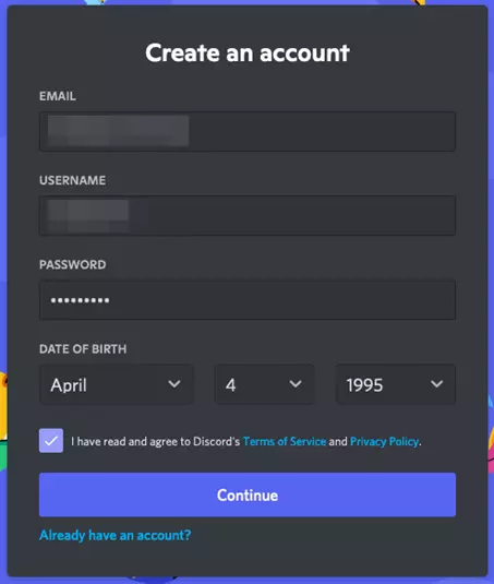 Données personnelles pour l’inscription sur Discord