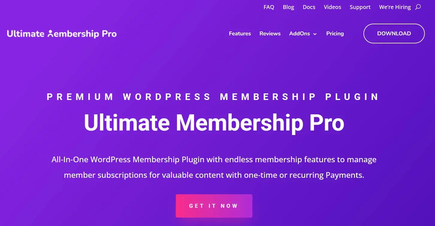 Image: Capture d&rsquo;&eacute;cran du site Web du plugin WordPress Ultimate Membership Pro