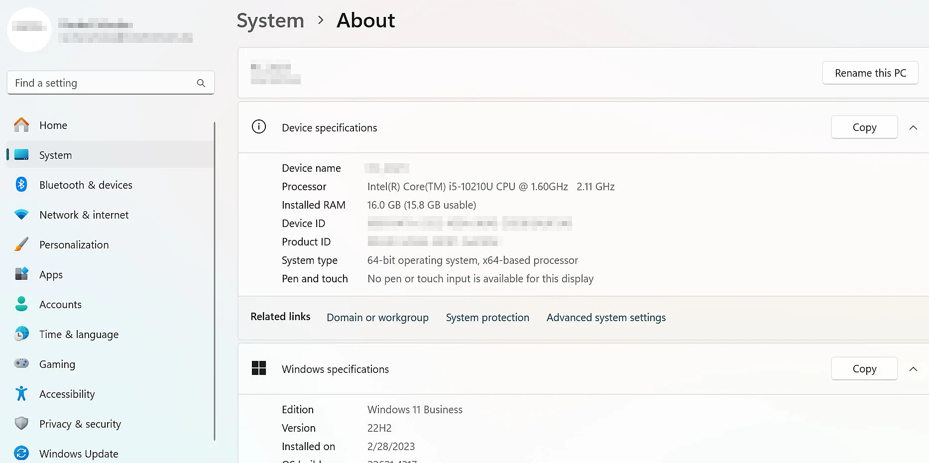Image: Showing FQDN in Windows Control Panel