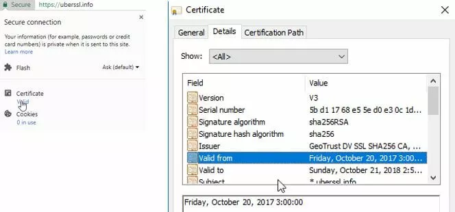Vérification de la validité de votre certificat sur Chrome