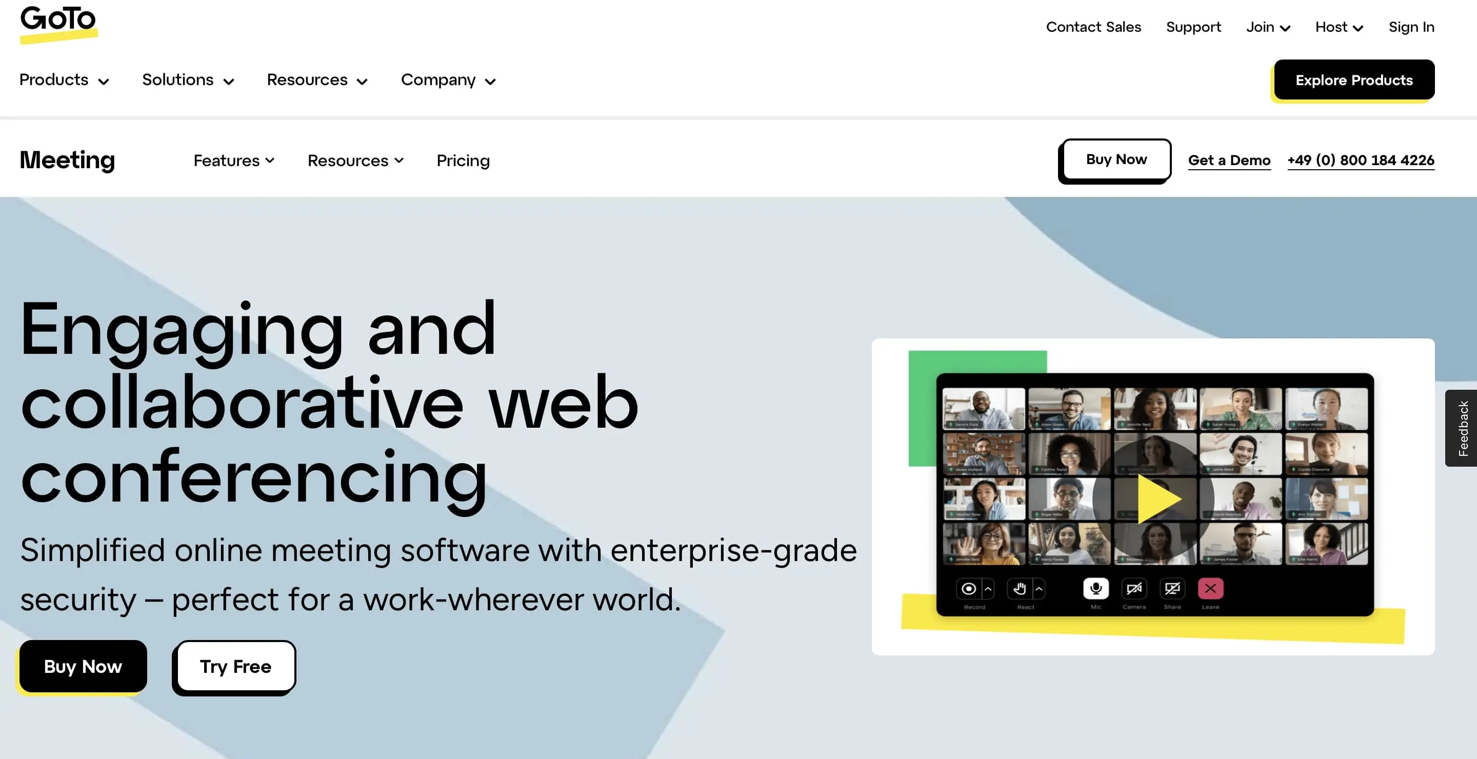 Capture d’écran du site GoTo Meeting Image: Capture d’écran du site GoTo Meeting