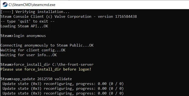 Image: The Front : installation du serveur