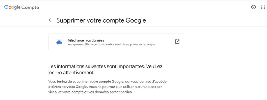 Image: Google : télécharger vos données avant la suppression