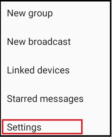 Image: Menu WhatsApp « Plus d'options » avec « Paramètres »