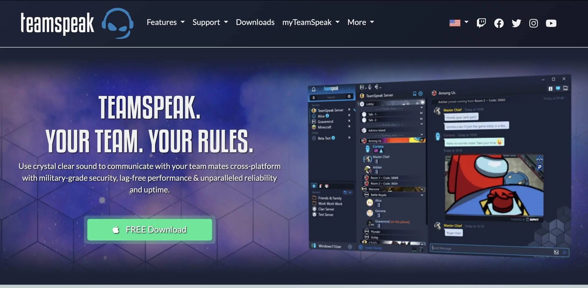 Capture d’écran du site Web de TeamSpeak Image: Capture d’écran du site Web de TeamSpeak