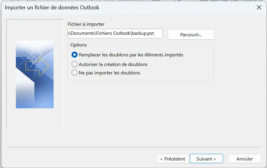 Option de l’assistant Outlook qui exclut la création de doublons Image: Option de l’assistant Outlook qui exclut la création de doublons