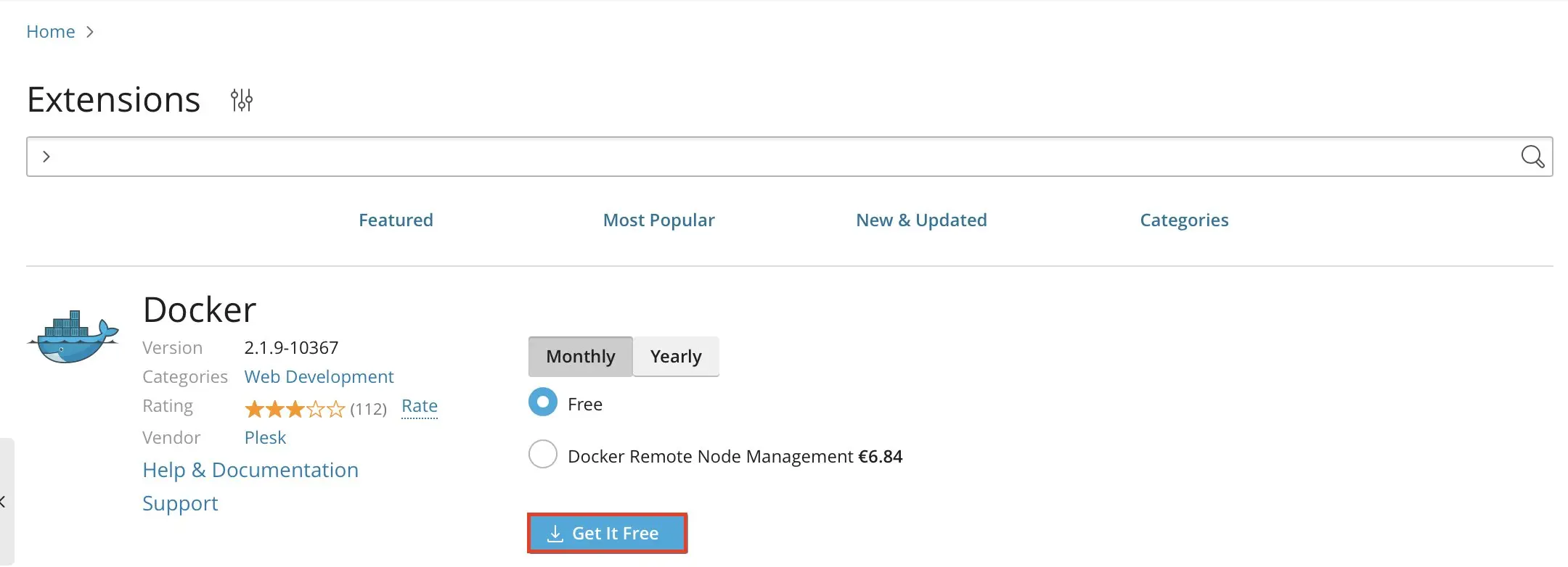 Plesk : télécharger Docker Image: Plesk : télécharger Docker