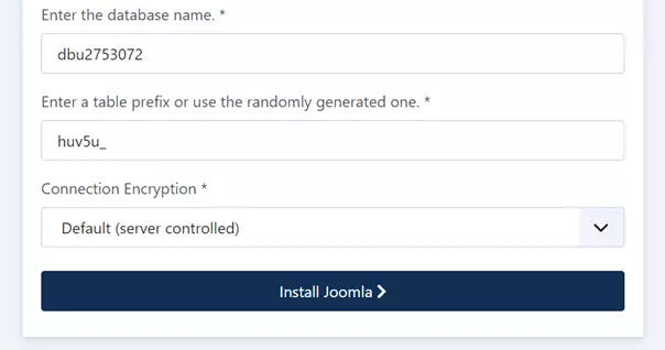 Image: Installer Joomla : connexion à la base de données
