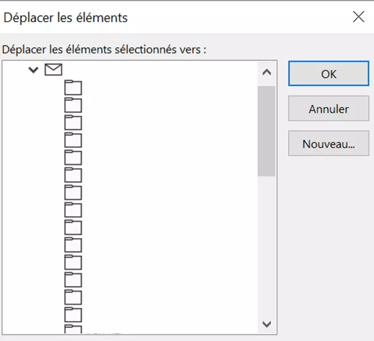 Image: Sélectionner le dossier vers lequel les éléments sélectionnés doivent être déplacés
