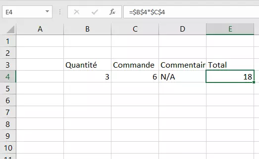 Image: Formules Excel avec symbole $ (figer les références des cellules)