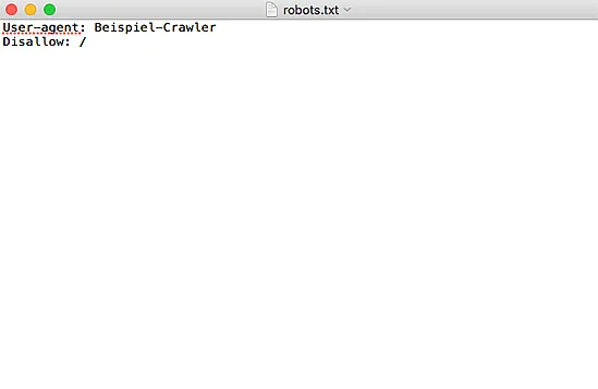 Image: Capture d’écran d’un fichier robots.txt excluant un robot d’exploration spécifique
