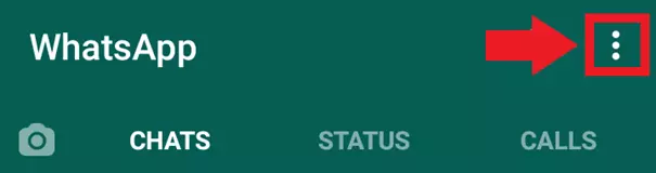 Image: Menu WhatsApp avec un symbole à trois points en haut à droite pour « Plus d'options »