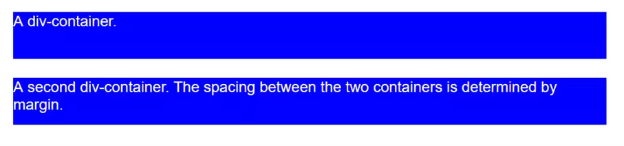 Image: Espacement entre deux conteneurs HTML ajusté avec margin