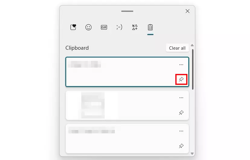 Image: Presse-papiers de Windows 11 : élément épinglé