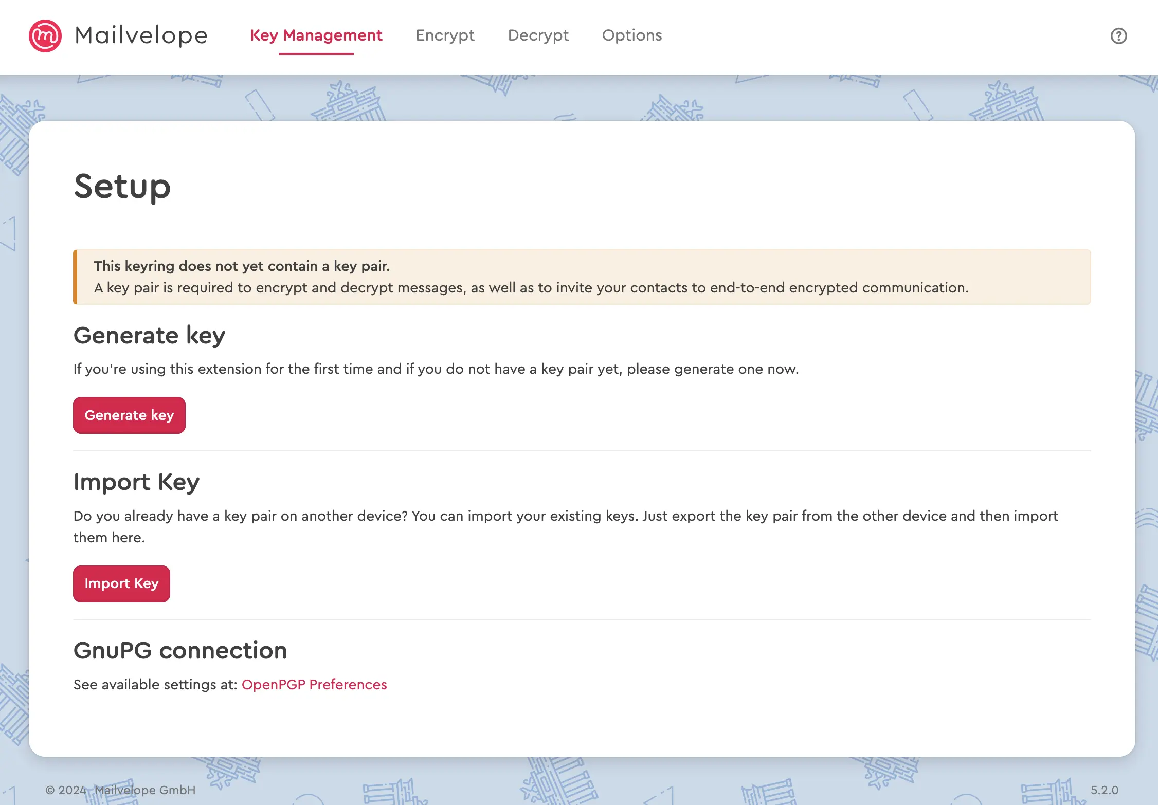 Image: Interface de l&rsquo;extension Mailvelope dans le navigateur Firefox