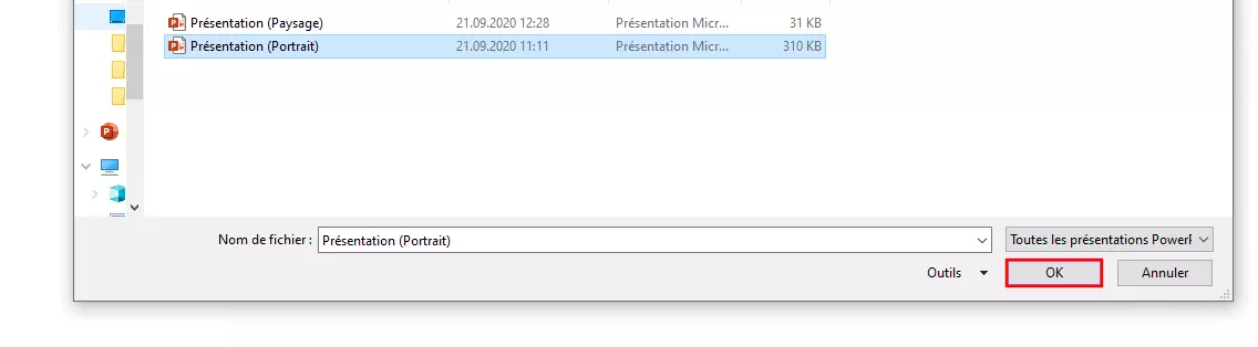Image: PowerPoint: « Hyperlien vers une autre présentation PowerPoint »