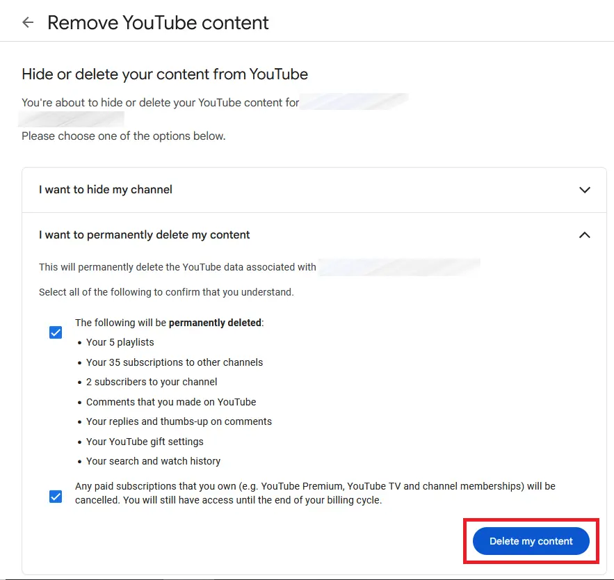 Image: YouTube : suppression définitive du contenu de la chaîne