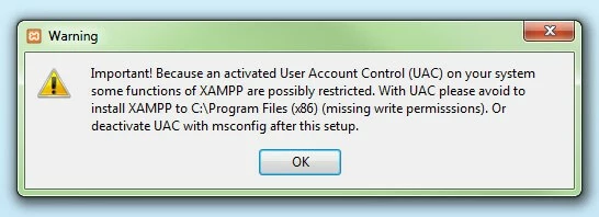 Désactivation de la commande de compte utilisateur lors de la première étape d’une installation XAMPP