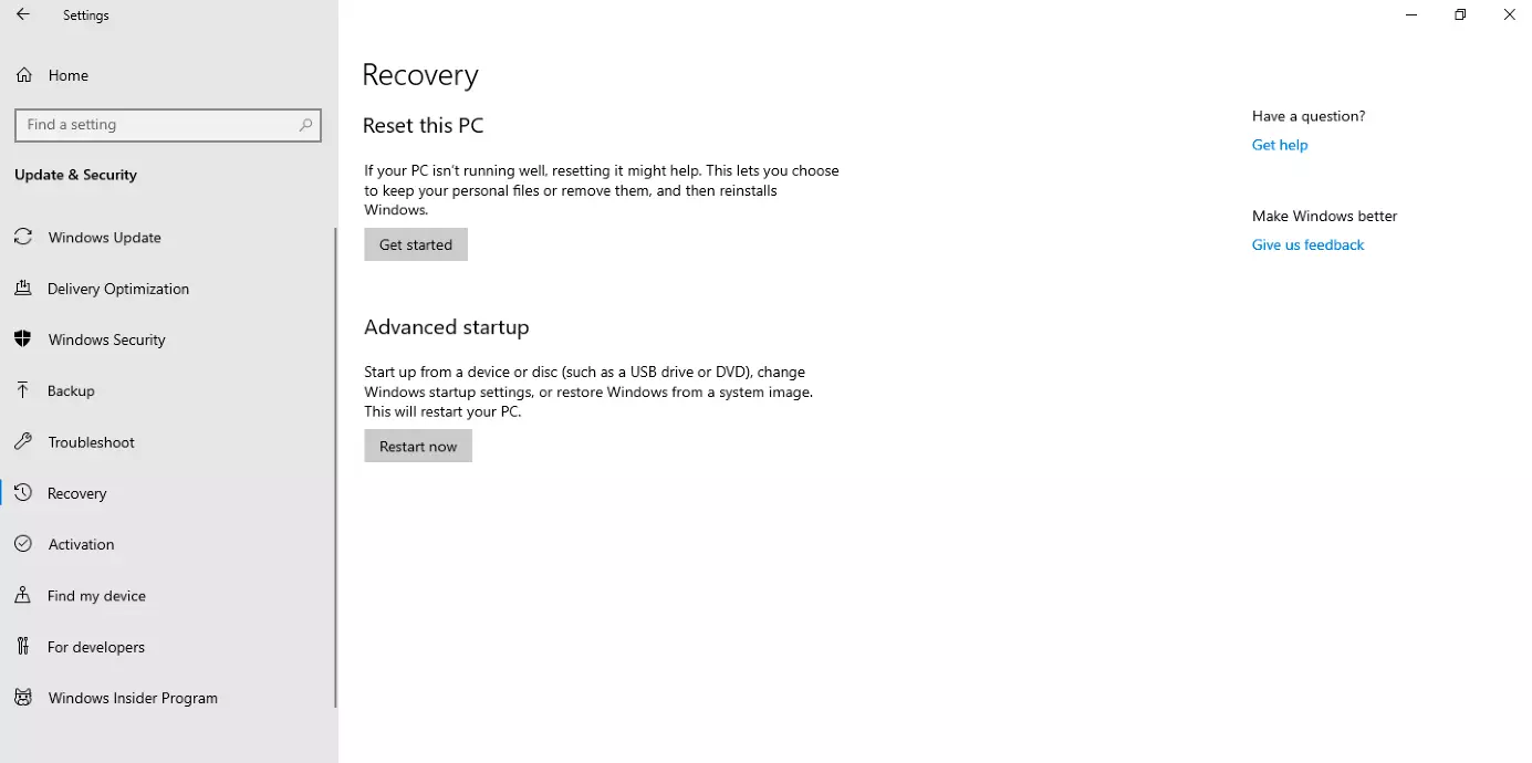 Gestion du système avec les « Options de démarrage avancées » sous Windows
