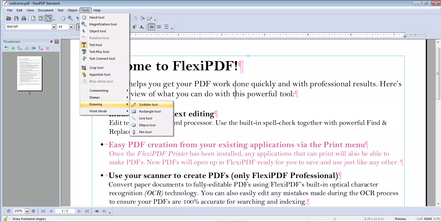 Image: Sélection de l'outil dans FlexiPDF