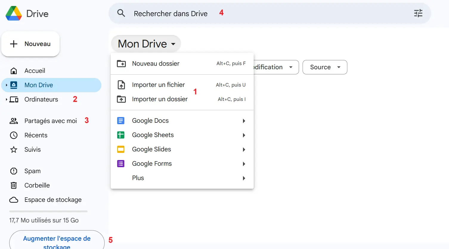 Image: Capture d’écran de l’interface utilisateur de Google Drive